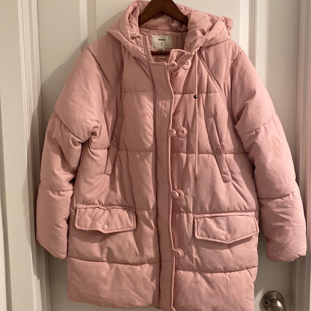 Light Pink Forever21 Puffer Coat Size Medium